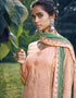 Peach Pant style Suit Pure Jam Satin Salwar Kameez in Embroidery, Digital Print & Lace Work Closure View