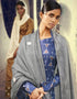 Blue Pant style Suit Pure Jam Satin Salwar Kameez in Embroidery, Print & Lace Work Closure View