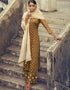 Brown Palazzo style Suit Pure Jam Satin Salwar Kameez in Embroidery, Print & Lace Work