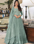 Green Anarkali style Suits Faux Georgette Salwar Kameez in Embroidery, Sequins & Lace Work