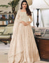Beige Anarkali style Suits Faux Georgette Salwar Kameez in Embroidery, Sequins & Lace Work