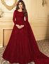 Red Anarkali style Suits Butterfly Net Salwar Kameez in Embroidery, Daimonds & Lace Work