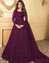 Purple Anarkali style Suits Butterfly Net Salwar Kameez in Embroidery, Daimonds & Lace Work