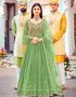 Green Anarkali style Suits Faux Georgette Salwar Kameez in Embroidery, Sequins & Lace Work