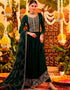Dark Green Pant style Suits Georgette Salwar Kameez in Swarovski Embroidery & Lace Work