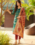 Green Bandhani Silk Blend Pant Salwar Suit