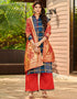 Blue Bandhani Silk Blend Palazzo Salwar Suit