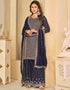 contemporary dark blue faux georgette heavy designer wedding wear salwar suit with dark blue faux georgette df-28-10283 Back View