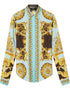 Gold Soft Satin Silk Pant Shirt Close-up View