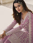Purple Palazzo style Suit Butterfly Net Salwar Kameez in Cording Embroidery & Lace Work Closure View