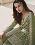 Green Palazzo style Suit Butterfly Net Salwar Kameez in Cording Embroidery & Lace Work Closure View
