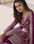 Pink Palazzo style Suit Butterfly Net Salwar Kameez in Cording Embroidery & Lace Work Closure View