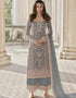 Grey Palazzo style Suit Butterfly Net Salwar Kameez in Cording Embroidery & Lace Work