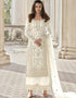 White Palazzo style Suit Butterfly Net Salwar Kameez in Cording Embroidery & Lace Work
