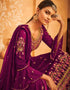 Purple Palazzo style Suit Faux Georgette Salwar Kameez in Embroidery, Stone & Lace Work Closure View