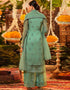 Green Palazzo style Suit Semi-Stitched Suits Salwar Kameez in Embroidery, Sequins & Lace Work Closure View