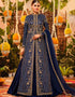 Blue Palazzo style Suit Semi-Stitched Suits Salwar Kameez in Embroidery, Sequins & Lace Work