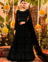 Black Anarkali style Suit Semi-Stitched Suits Salwar Kameez in Embroidery, Sequins & Lace Work