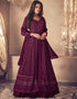 Purple Lehenga style Suit Semi-Stitched Suits Salwar Kameez in Embroidery, Sequins & Lace Work