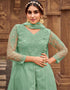 Green Pant style Suits Butterfly Net Salwar Kameez in Embroidery, Stone & Lace Work Closure View