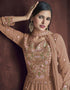 Brick Lehenga style Suit Faux Georgette Salwar Kameez in Embroidery, Foil Paper & Lace Work Closure View