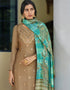 Brown Palazzo style Suit Pure Viscose Russian Silk Jacquard Salwar Kameez in Jacquard Print, Digital Print & Lace Work Closure View
