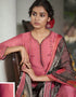 Pink Pant style Suit Pure Silk Salwar Kameez in Embroidery, Digital Print & Lace Work Closure View