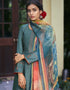 Blue Pant style Suit Pure Silk Salwar Kameez in Embroidery, Digital Print & Lace Work Closure View