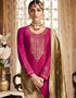 Pink Palazzo style Suit Crepe Silk Salwar Kameez in Embroidery, Jacquard Print & Lace Work Closure View