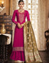 Pink Palazzo style Suit Crepe Silk Salwar Kameez in Embroidery, Jacquard Print & Lace Work