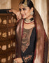 Black Chudidar style Suit Crepe Silk Salwar Kameez in Embroidery, Jacquard Print & Lace Work Closure View