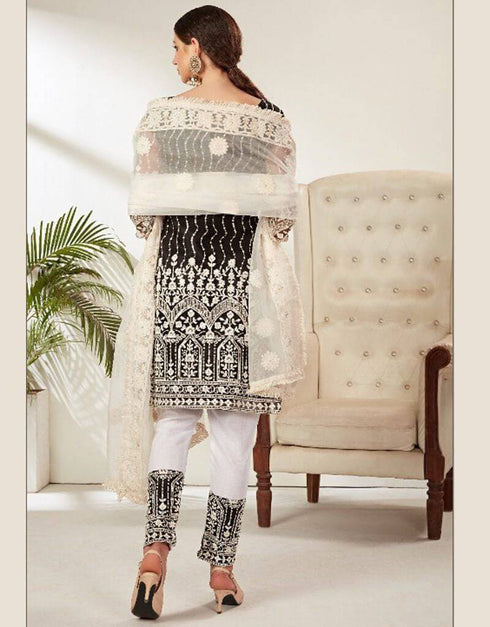 Black Heavy Butterfly Net Pant Pakistani Suit