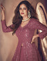 Dusty Pink Lehenga style Suit Faux Georgette Salwar Kameez in Embroidery, Sequins & Lace Work Closure View