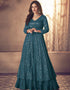 Dark Rama Green Lehenga style Suit Faux Georgette Salwar Kameez in Embroidery, Sequins & Lace Work