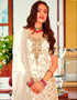 White Sharara style Suit Faux Georgette Salwar Kameez in Embroidery, Sequins & Lace Work Closure View