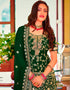 Green Sharara style Suit Faux Georgette Salwar Kameez in Embroidery, Sequins & Lace Work Closure View