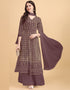 Light Brown Palazzo style Dress Faux Georgette Salwar Kameez in Heavy Sequins Embroidery & Lace Work