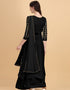 Black Palazzo style Dress Faux Georgette Salwar Kameez in Heavy Sequins Embroidery & Lace Work Closure View