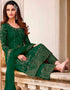 Green Palazzo style Straight Butterfly Net Salwar Kameez in Cording Embroidery, Stone & Lace Work Closure View