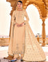 Beige Pant style Suit Faux Georgette Salwar Kameez in Sequins Embroidery & Lace Work