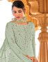 Soft Green Pant style Suit Faux Georgette Salwar Kameez in Sequins Embroidery & Lace Work Closure View