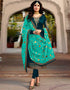 Rama Chudidar style Straight Satin Georgette Salwar Kameez in Embroidery, Stone & Lace Work