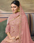 Pink Palazzo style Suit Faux Georgette Salwar Kameez in Embroidery, Sequins, Foil Mirror & Lace Work Closure View
