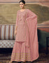 Pink Palazzo style Suit Faux Georgette Salwar Kameez in Embroidery, Sequins, Foil Mirror & Lace Work