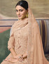 Peach Palazzo style Suit Faux Georgette Salwar Kameez in Embroidery, Sequins, Foil Mirror & Lace Work Closure View