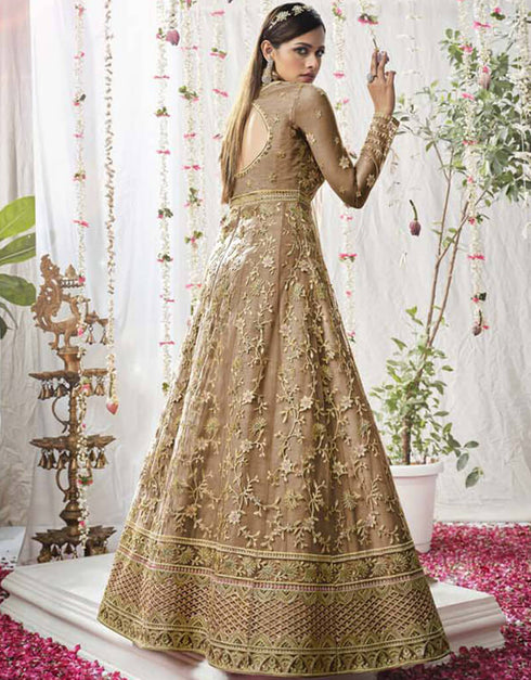 Coco Lehenga style Salwar Suit Butterfly Net Salwar Kameez in Embroidery, Sequins & Lace Work Closure View