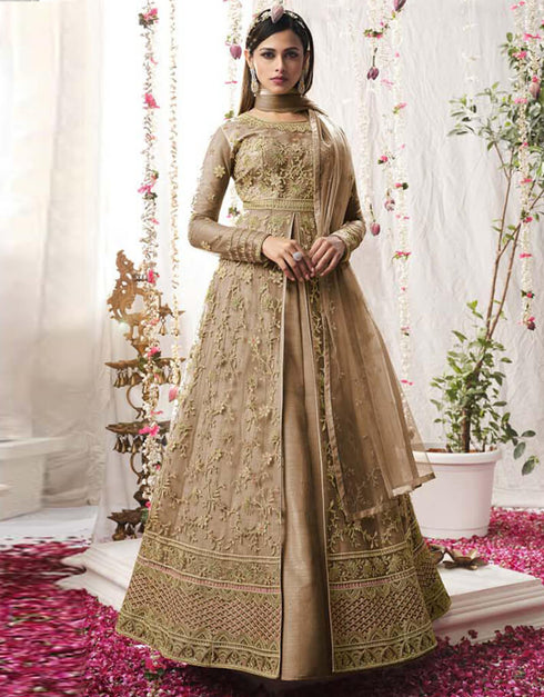 Coco Lehenga style Salwar Suit Butterfly Net Salwar Kameez in Embroidery, Sequins & Lace Work