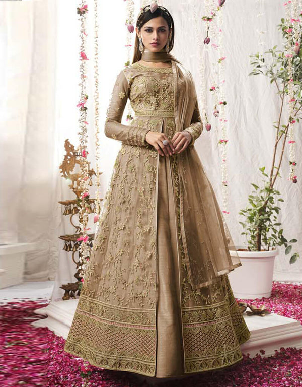 Coco Lehenga style Salwar Suit Butterfly Net Salwar Kameez in Embroidery, Sequins & Lace Work