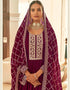 Wine Anarkali style Anarkali Semi-Stitched Suits Salwar Kameez in Heavy Sequins Embroidery & Lace Work Closure View