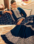 Royal Blue Anarkali style Anarkali Semi-Stitched Suits Salwar Kameez in Heavy Sequins Embroidery & Lace Work Closure View